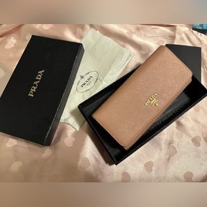 Large Pink Prada Saffiano Leather Wallet